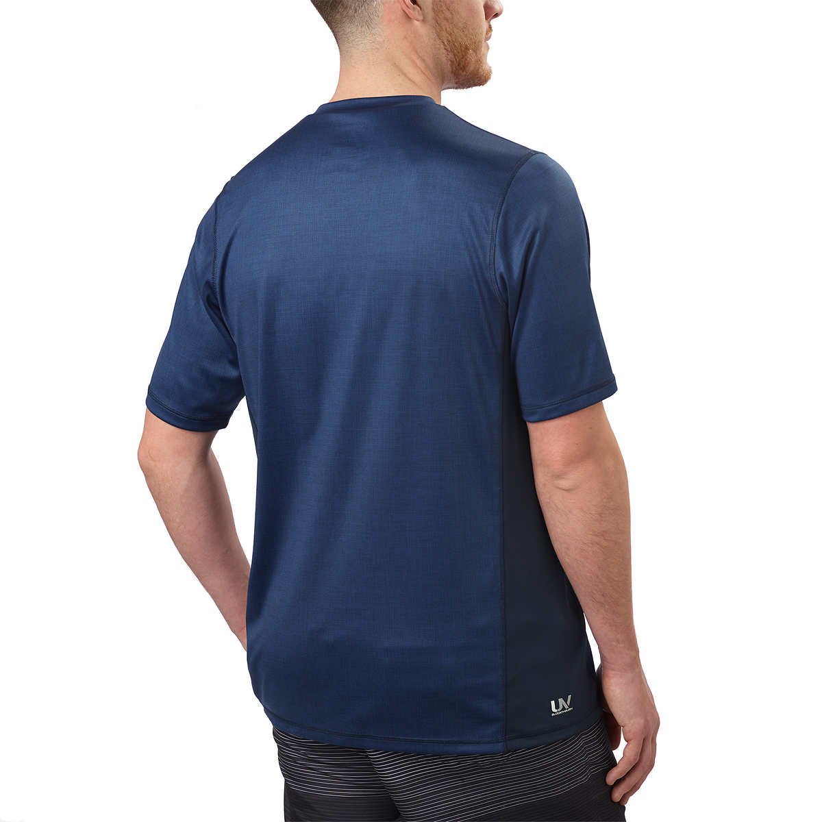 Speedo - Camiseta de natación de manga corta para hombre UV 30+ (pequeño, azul marino)