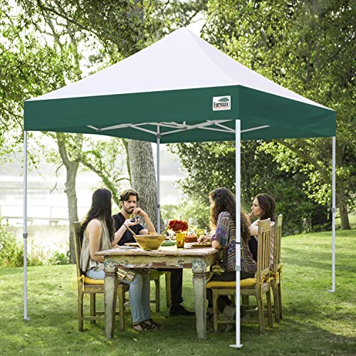 Image of Eurmax USA 10x10 Pop Up Canopy Replacement Top,Universal Instant Canopy Cover ONLY,Heavy Duty UPF 50+ UV Protection,Water & Wind Resistant Tarp,30+ Colors,Bonus 4 Sand Bags (White&Forest Green)
