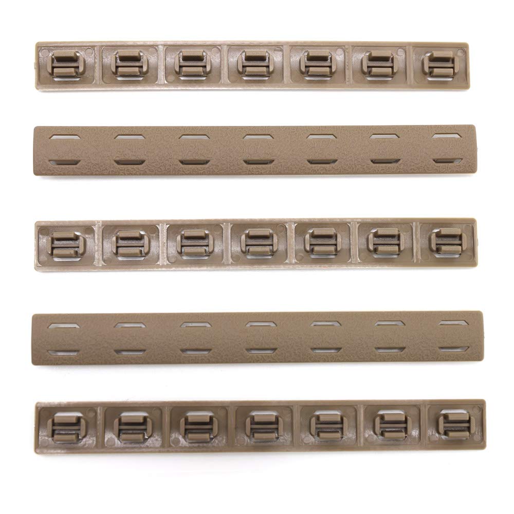 Trirock 5-pak TAN/FDE Heat Resistant Non-slip M-LK Handguard Protector Rubber Rail Cover Fits MLK cutout Picatinny Rail