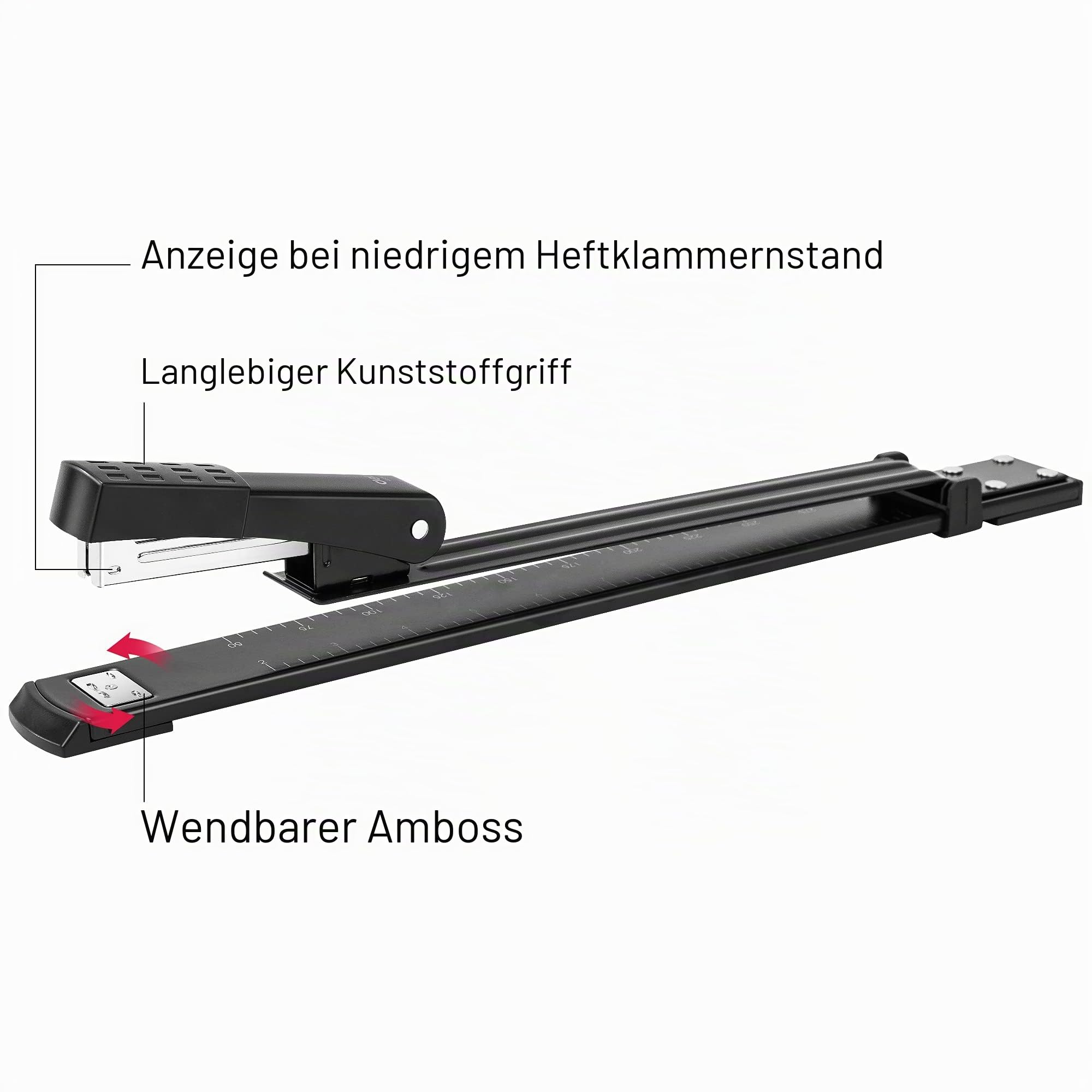 Deli Langarmhefter, langer tacker für Broschüren und Buchbindung, 25 Blatt, Schwarz