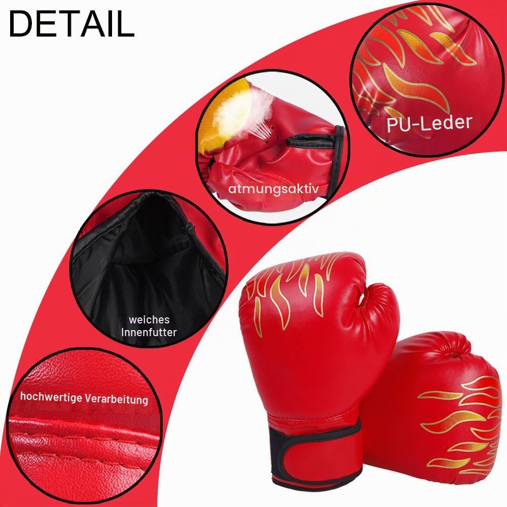 Kinder Boxhandschuhe und Box Pratzen Set für 3-10 Jahre,Kids Boxing Gloves,Boxhandschuhe Kinder Set,3-in-1 Box Handschuhe Jungen,Punchinghandschuhe für Jungen und Mädchen (Rot)