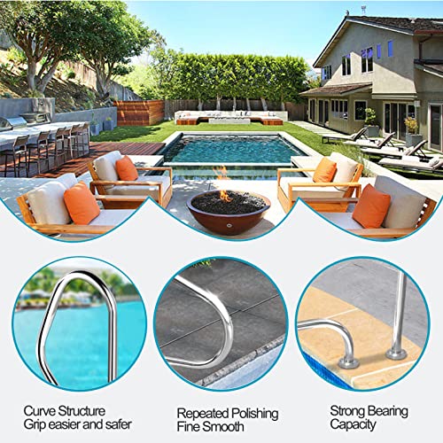Baranda para piscina de acero inoxidable 304 plata miniatura 4