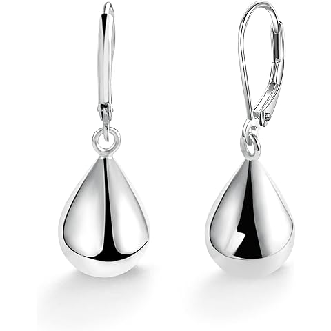 925 Sterling Silver Teardrop Leverback Earrings for Women Girls Waterdrop Tear Drop Dangle Earrings Jewelry Hypoallergenic Silver Teardrop Leverback Dangle Earring for Women