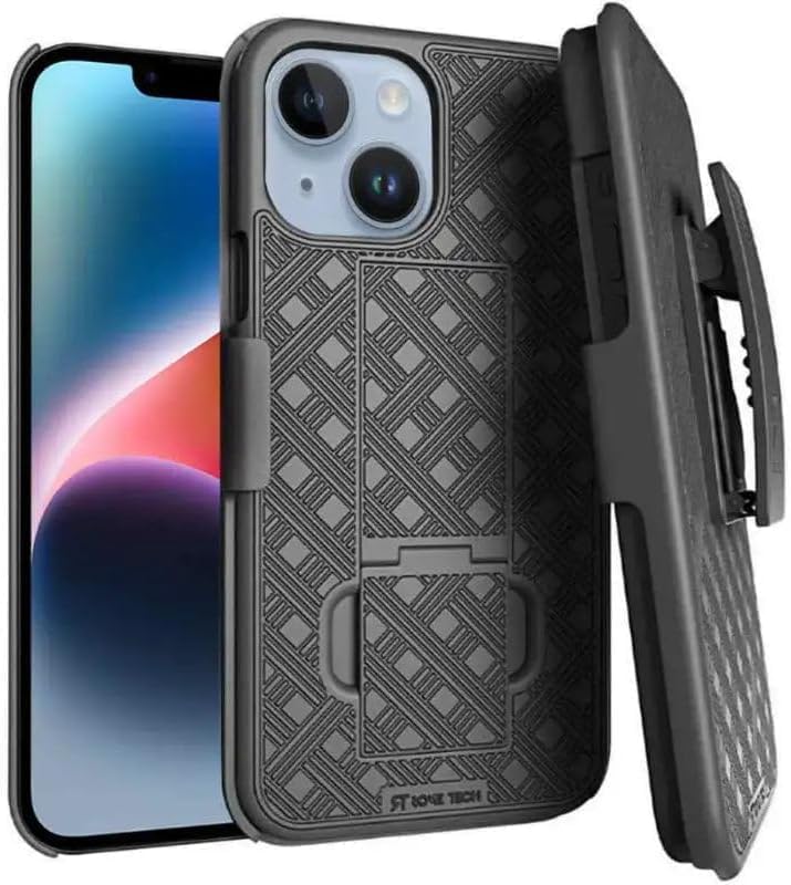 Designed for iPhone 14 Pro Case with Belt Clip Holster - Kickstand Cover Phone Case - Black