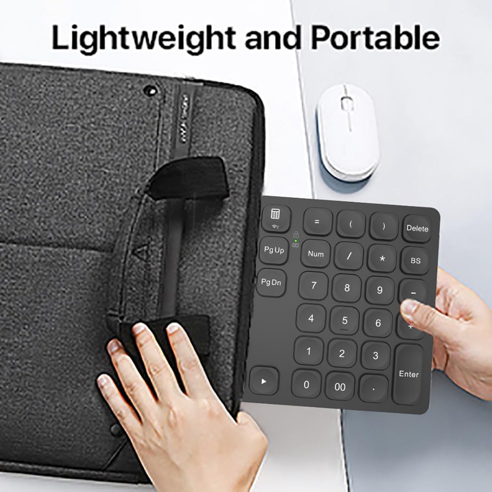 Double clavier numérique Bluetooth rechargeable, pavé numérique sans , pour ordinateur portable, clavier numérique Slinet-noir, facile à installer, facile à utiliser