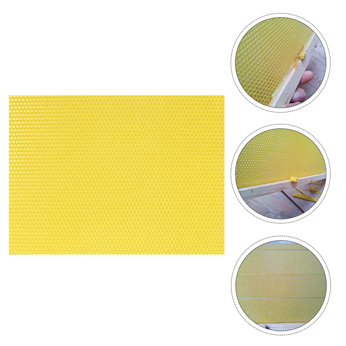 Tofficu Feuille de Fondation Cirée pour Ruche Abeille, Apiculture Professionnelle, 10 Pièces 13 X 9 X 0.1Cm, Cire D’Abeille Naturelle, Alvéoles Profondes pour Cadre Dadant, Nidification