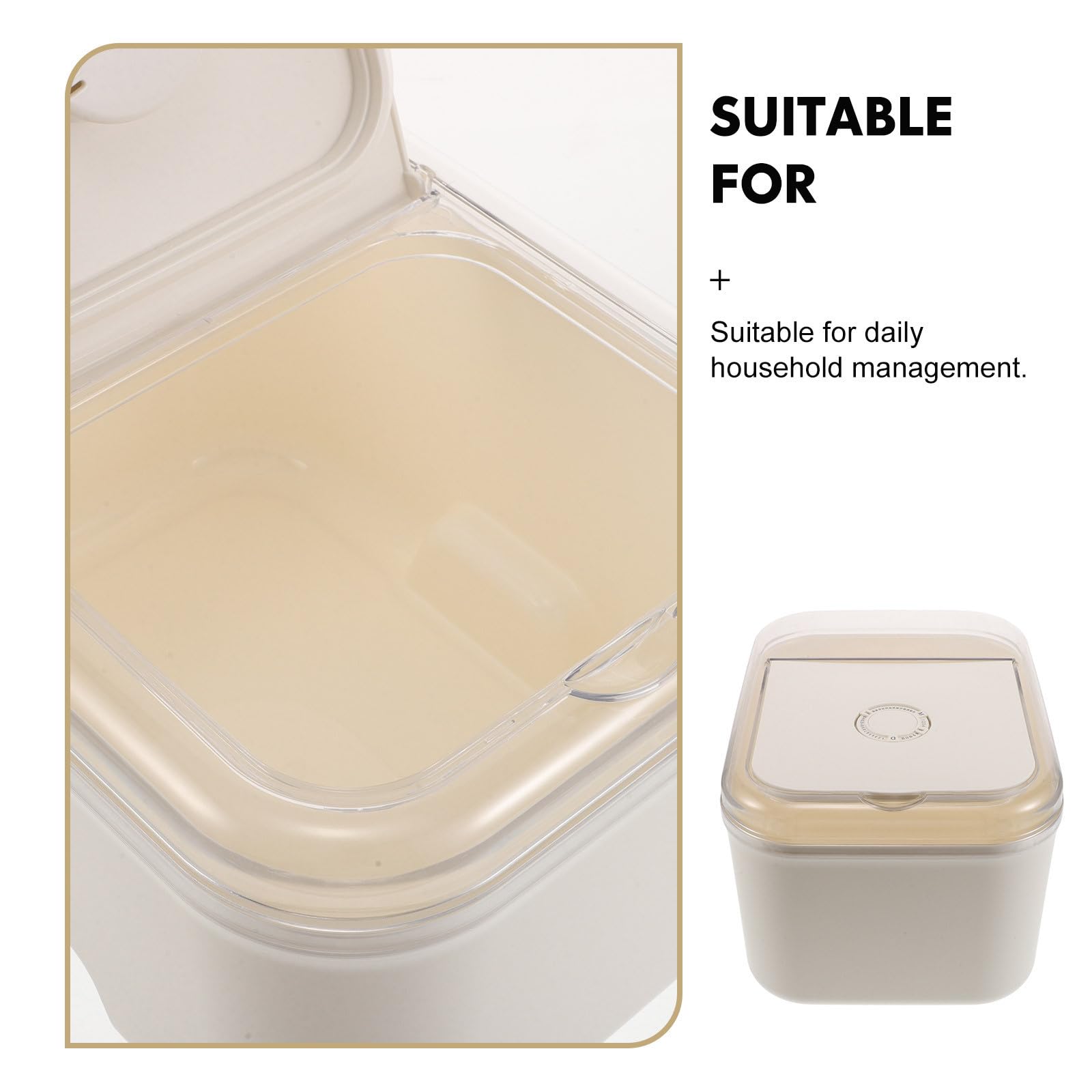 Amosfun Contenedor de Almacenamiento de Granos de 10kg con Cierre Hermético y Diseño de Plástico Beige para Organización de Despensa y Cocina Reutilizable