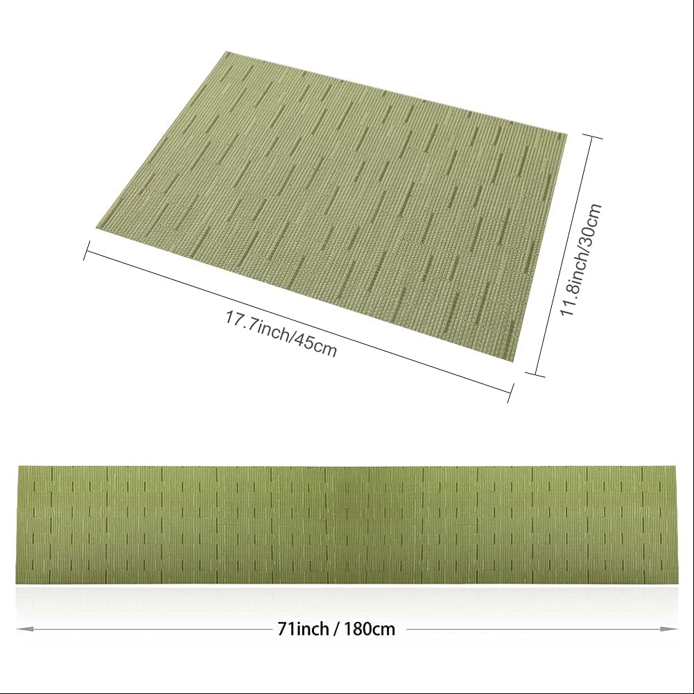 Best Deal Product HYSENM Bamboo Pattern 6 Pcs 18x12'' Vinyl Placemats Heat and Stain Resistance 71'' Long Table Runner PVC Waterproof Table Mats,White,1xTable Runner + 6Pcs Placemats 🛒 Crazy Deals HYSENM Bamboo Pattern 6 Pcs 18x12'' Vinyl Placemats Heat and Stain Resistance 71'' Long Table Runner PVC Waterproof Table Mats,White,1xTable Runner + 6Pcs Placemats