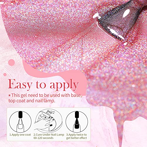 BORN PRETTY UV Nagellack Cat Magnetisch Eye Glitzer, Shellac Holografisch Gel Nagellack Magnetisch Regenbogen UV Lack… – Bild 6
