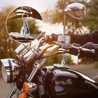 Motorcycle Bell for Luck,Keychain Motorcycle Bell Biker Guardian Bell Lucky Charm Bell Pendant Car Keychain Key Ring with Hanger Valentine's Day for Husband Man