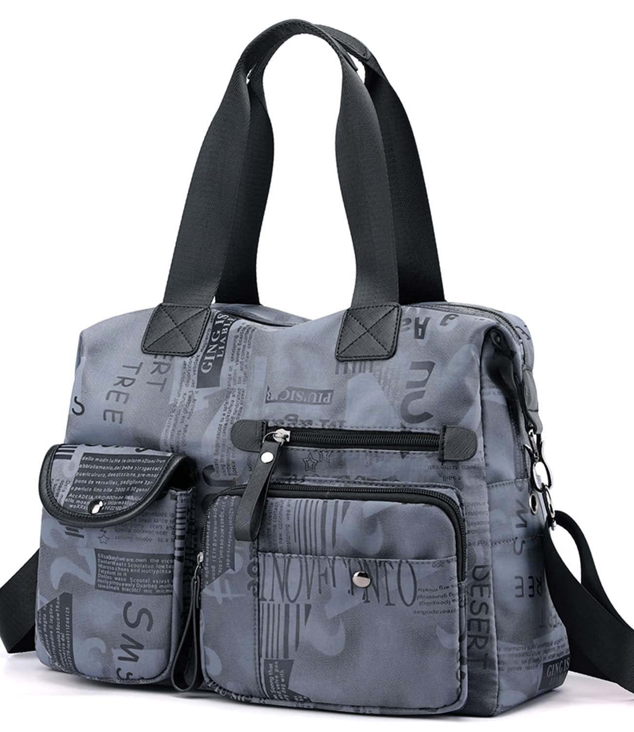 Nurse Tote Bag Waterproof Nylon Multi Pocket Shoulder Bags Laptop Work Bag Teacher Purse and Handbags for Women & Men (Light Gray (Small))