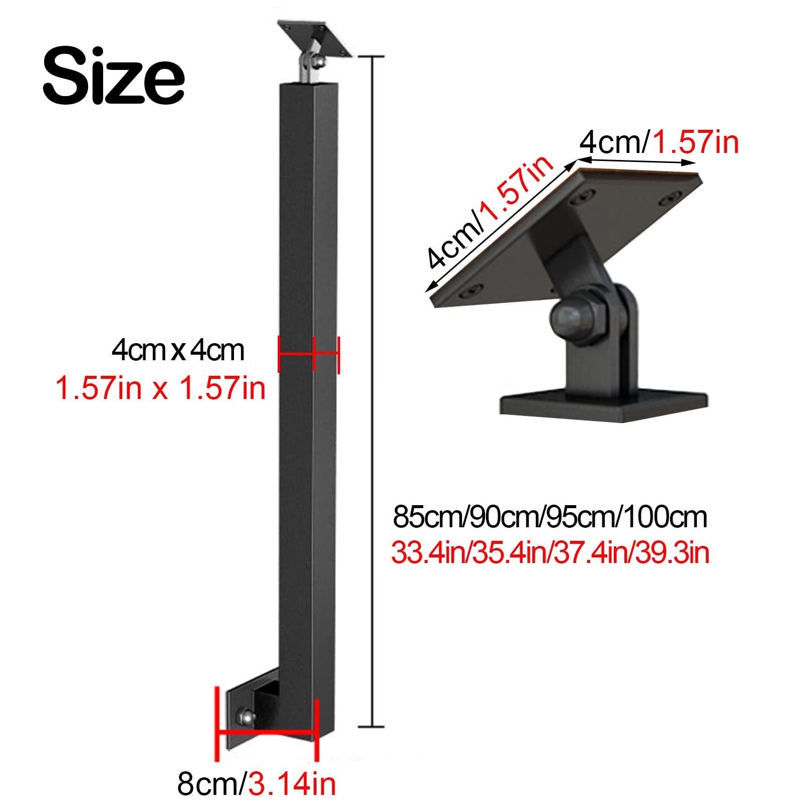 Poręcz schodowa do domu, biura, hotelu, montaż boczny, części poręczy ze śrubami i wspornikami(6 Pack,Height 95cm/37.4in)