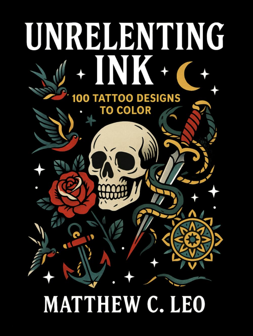 Unrelenting Ink (Hardcover): Flash Tattoo Coloring Pages