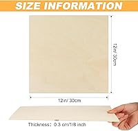 Vista 2 de Kigley Paquete de 60 hojas de tilo de 12 x 12 x 1/8 pulgadas, tablero cuadrado de madera sin terminar de 0.118 pulgadas de grosor para manualidades
