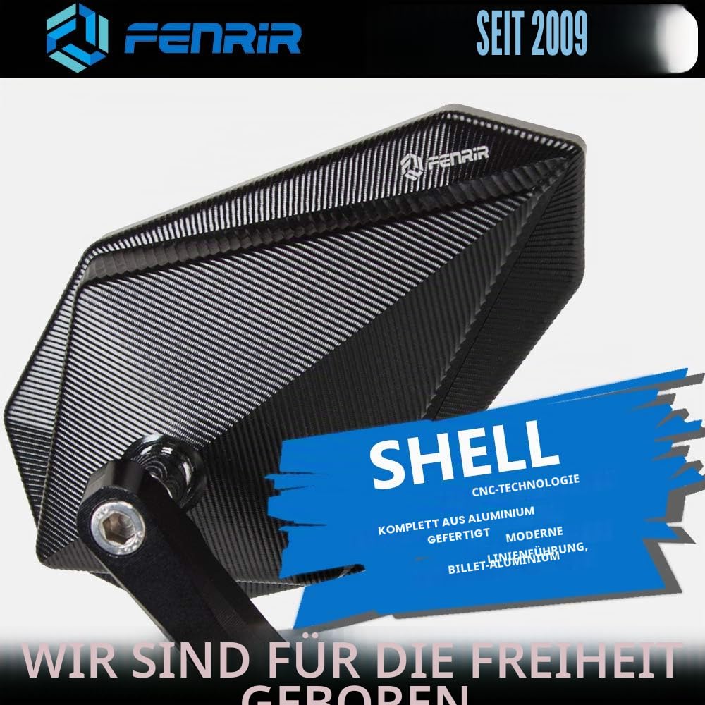 FENRIR CNC Aluminium Legierung Cafe Racer Schwarz Motorrad Bar End Spiegel Seite 22 mm 7/8 Zoll Lenker Spiegel Universal Rückansicht für M8/M6 Standard Super Sport Naked Street Bike Cruiser Scooter