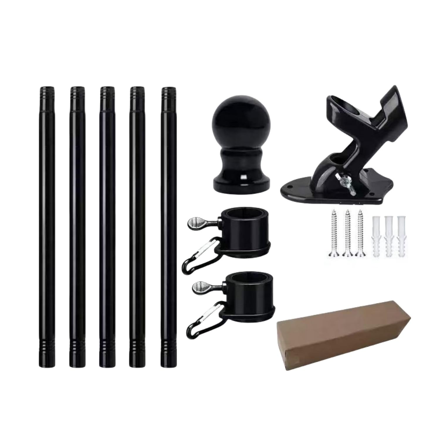 XingRanYao Adjustable Flag Pole Kit for Garden & House - 1.3 to 6.2 FT Heavy Duty Stainless Steel Flagpole with Wall Mount Bracket, 360° Tangle-Free Swivel, for Outdoor, Yard, Roof, Fence