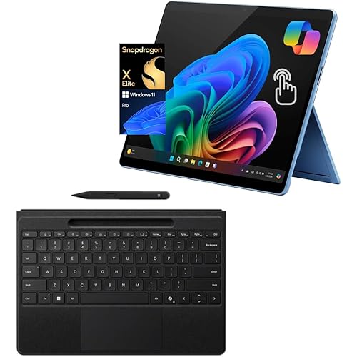 Microsoft Surface Pro 11 with Pro Flex Keyboard and Slim Pen, 2-in-1 Copilot+ PC, 13" OLED Touch, Snapdragon X Elite (12-Core, 45 Tops NPU), 16GB RAM, 512GB SSD, Win 11 Pro, Sapphire (Renewed)