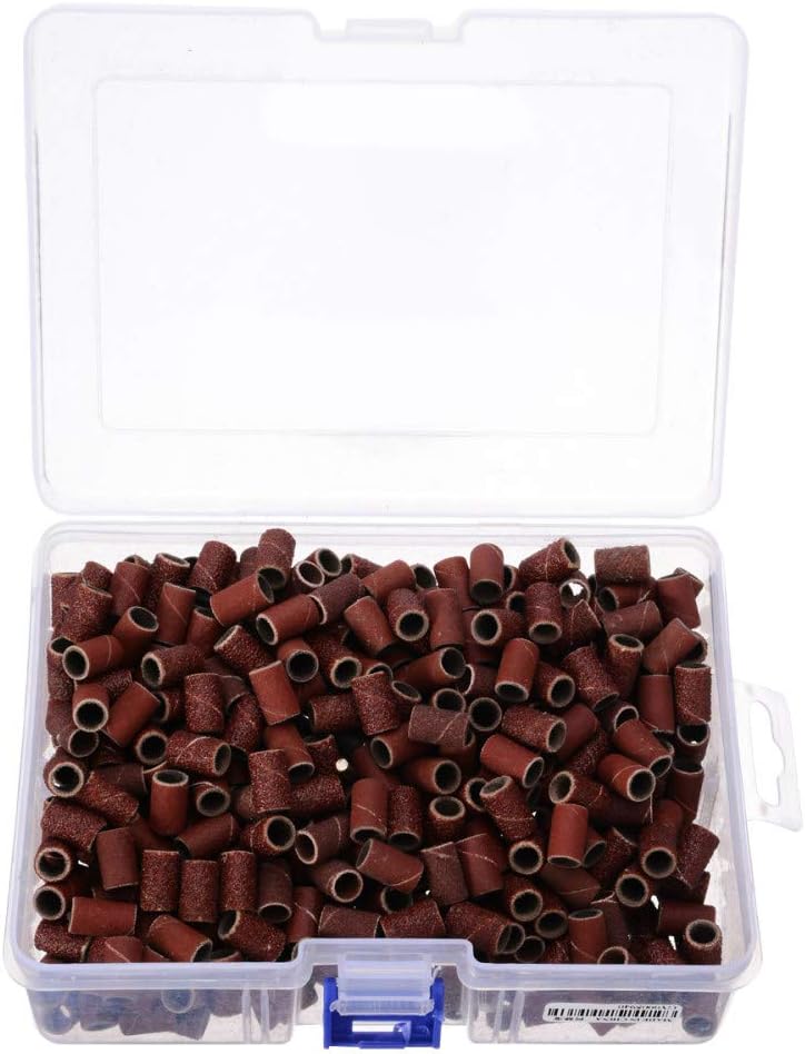 485pcs/box 1/4" 60#-600# Mounted Cylindrical Sanding Bands Sleeves Grinding Heads Abrasive Sleeves for Mandrel Rotary Tools,as shown