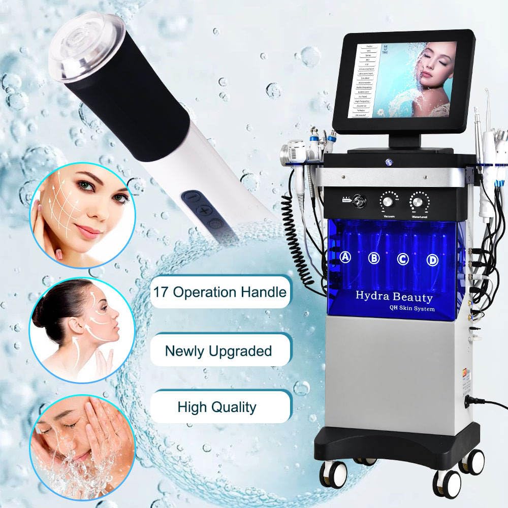 17-in-1-Hydro-Dermabrasionsgerät für das Gesicht | CO2-Blasen-Gesichtspflegegerät, Spa-Salon-Ausstattung: Aqua-Peeling-Gerät für die Hautpflege