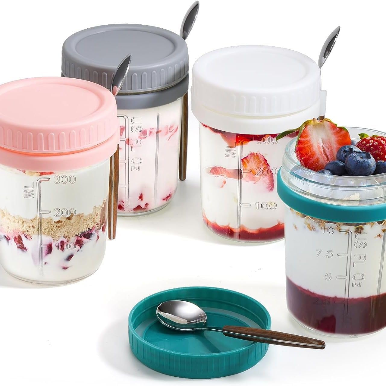 Pots à Confiture Mini 30ml MC-Trend - Lot De 24, Verre, Couvercle Vissé Rouge Et Blanc