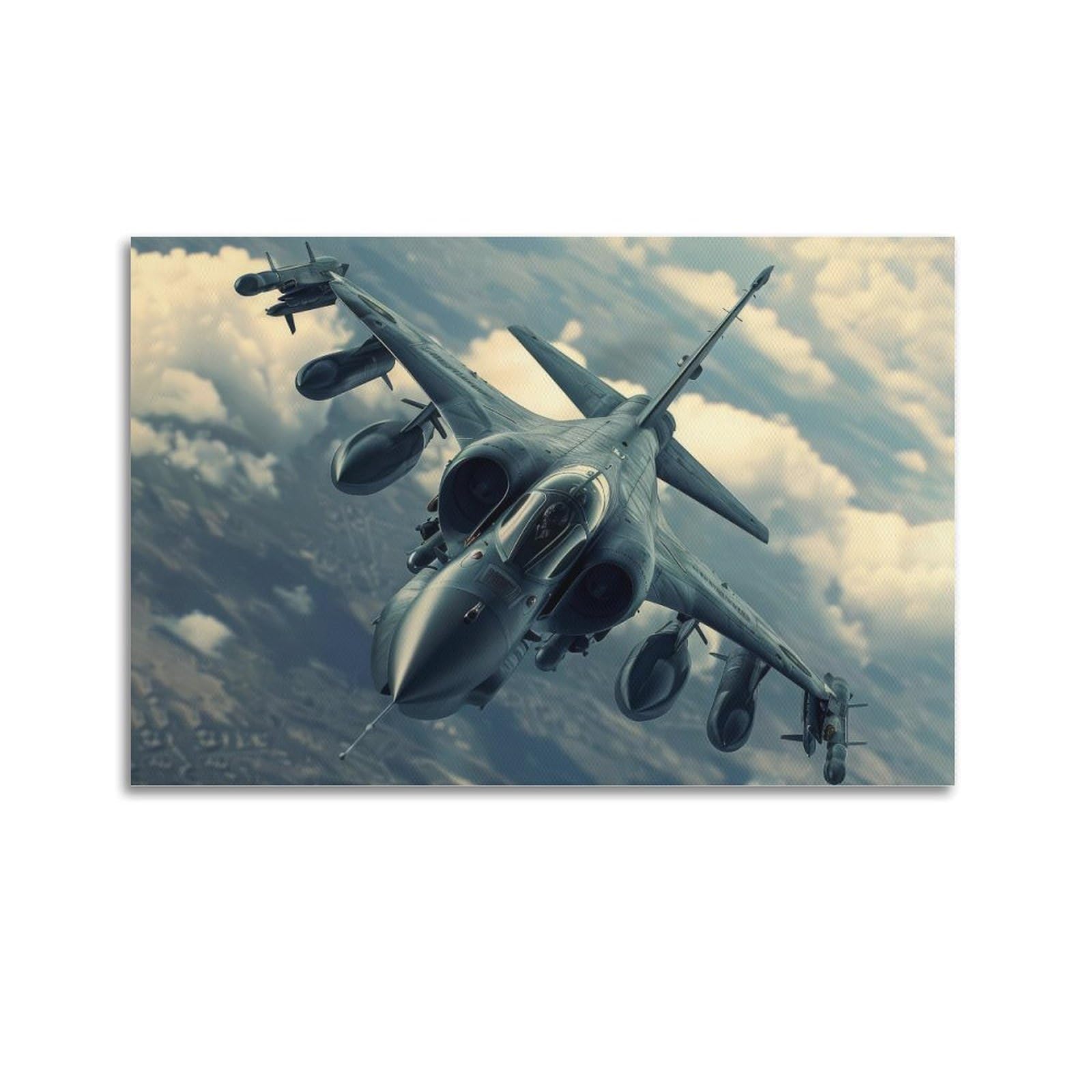 Glmhok Unframe-Style Fighter Aircraft Poster British Harrier Jump Jet Decorative Painting Canvas Poster 24X36inch(60X90cm)