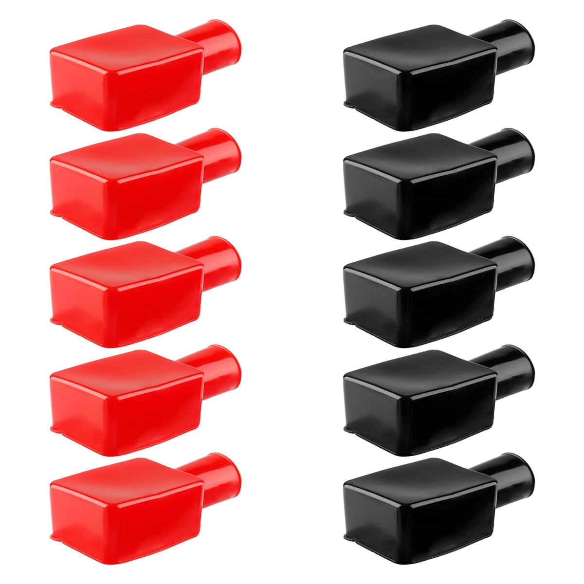Lotsdonxia Black And Red 10 Pcs Battery Terminal Covers, Flexible Rubber Insulator Caps, Corrosion And Short-Circuit Prevention Toolsfor Car/Motorcycle/Tractor Positive & Negative Terminals (Black And Red)