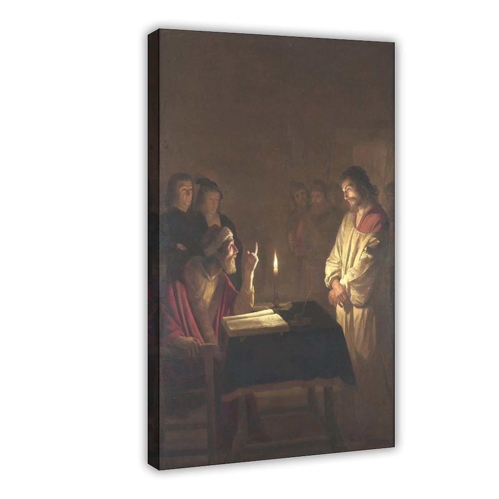 WCYB Jesus Christ Before The High Priest by Gerard Van Honthorst Prints Posters Canvas Deco Paintings Wall Art For Office Living Room Hangable Frame 8" L X