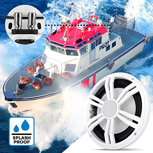 Pyleusa Slim Marine Subwoofer - 400W 4 Ohm Waterproof Car Component Speaker System, Low Profile Pp Cone W/Rubber Edge, 40 Oz Magnet 2" Voice Coil, For Custom Audio Boat Truck Mobile Vehicle (White) #TOP2