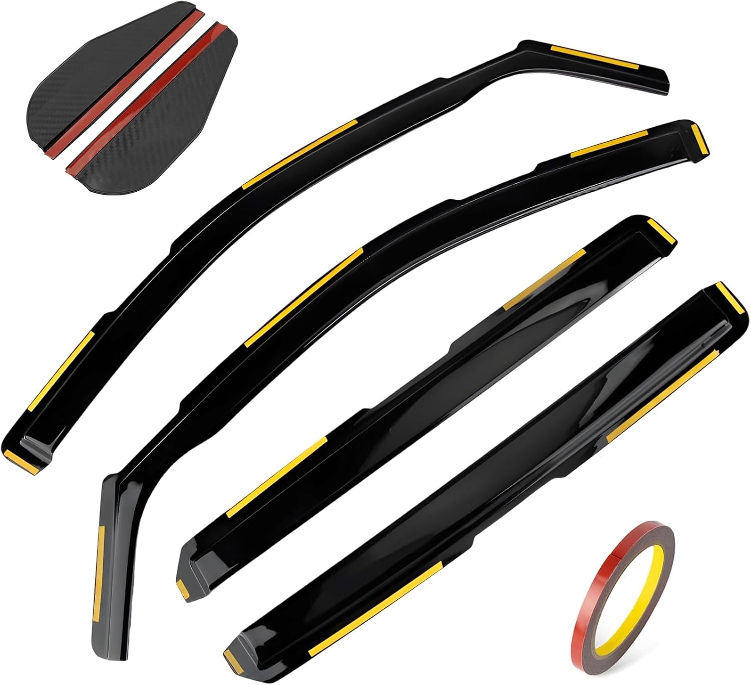 PSLER 4PCS Side Window Vent Visor Window Deflectors for Dodge RAM 2500 3500 Crew Cab 2019 2020 2021 2022 2023 2024 2025 Car Accessories Rain Guards Window Visors Vent Deflector