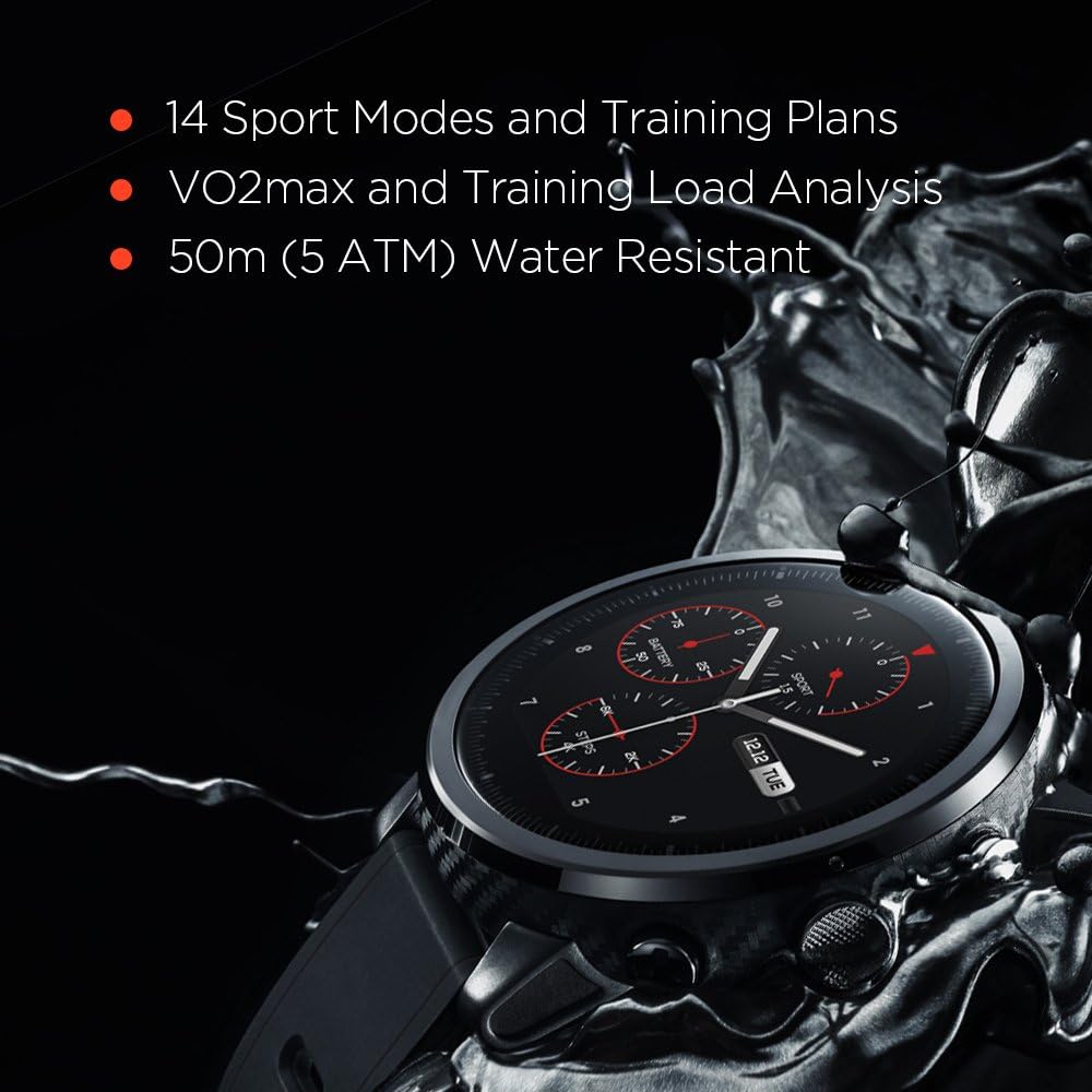 Amazfit Stratos A1619 watch face displaying various sports modes and training plans.