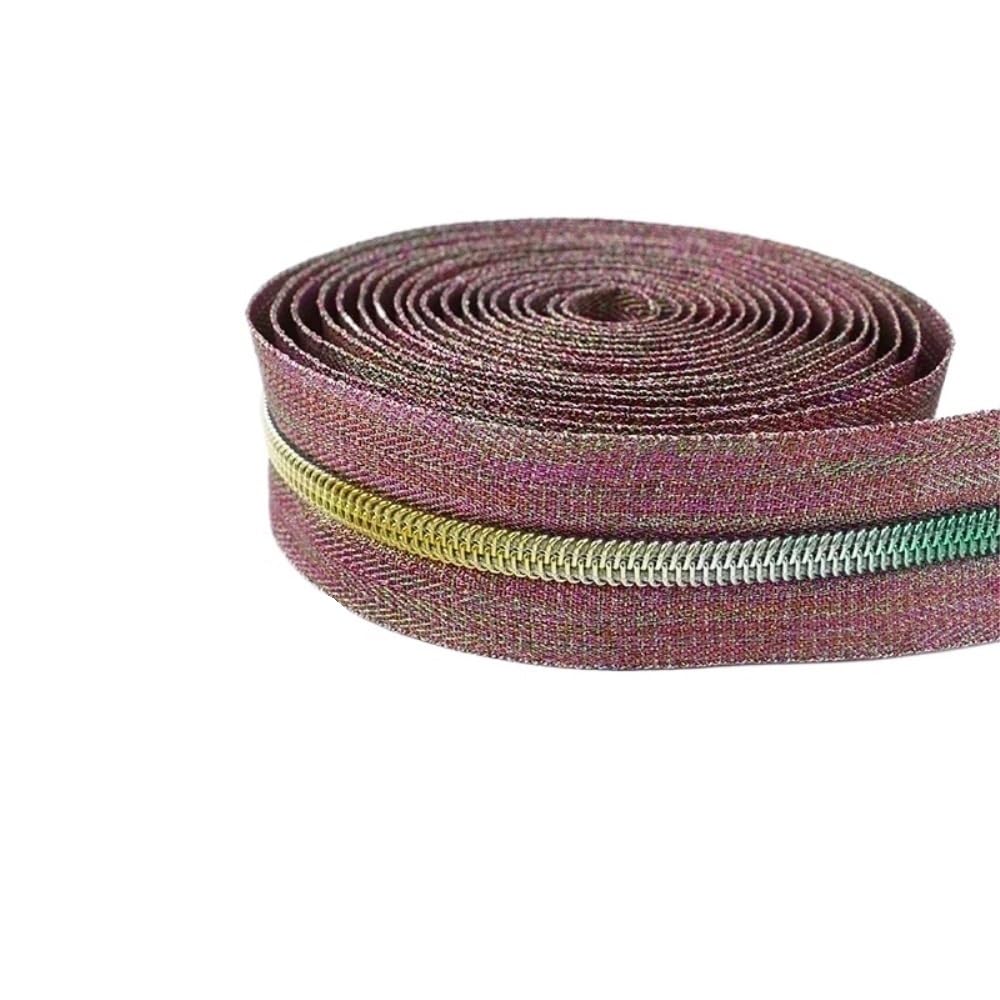 Zip Fastener 5# Silver/Gold/Black Good Flexibility Nylon Zipper Tape, Blue/Purple/Rose Red High Temperature Resistance Sliders 1pc(Rose Pink,3Meters)