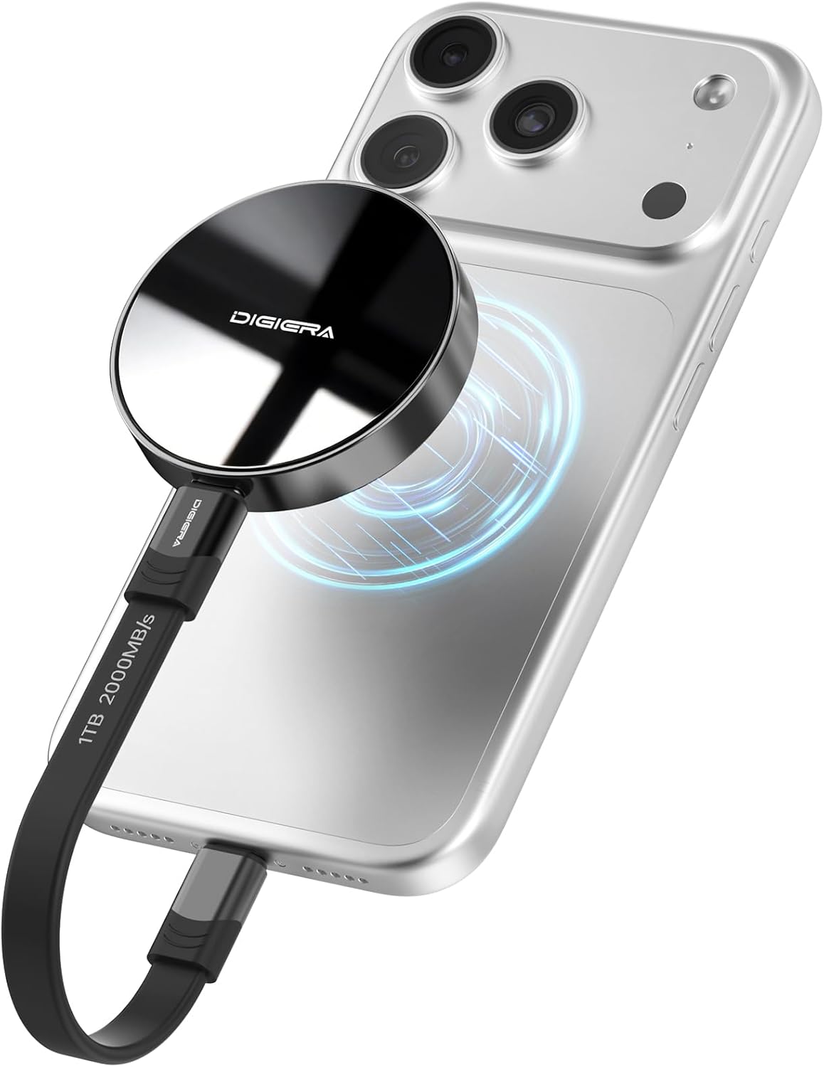 1TB Magnetic Portable SSD, External Solid State Drives with USB-C 3.2 Gen 2x2, Speed Up to 2000MB/s, Compact & Durable, Compatible with iPhone 15/16 Series and Other USB-C Devices, Black