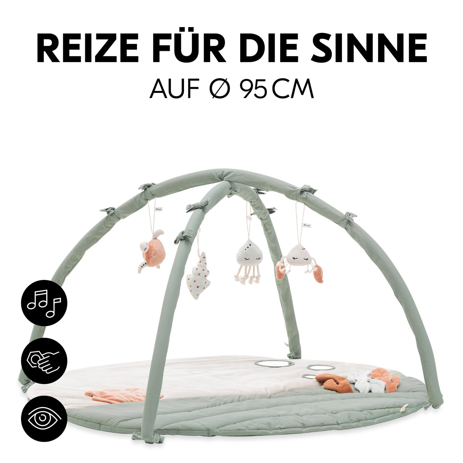 hauck Relax N Watch, Water Animals – Baby Spieldecke mit Spielbogen ab Geburt, Krabbeldecke mit Spieltieren, Spiegel, Rassel & Knister Spielzeug, Activity Decke für Babys zur Förderung der Sinne