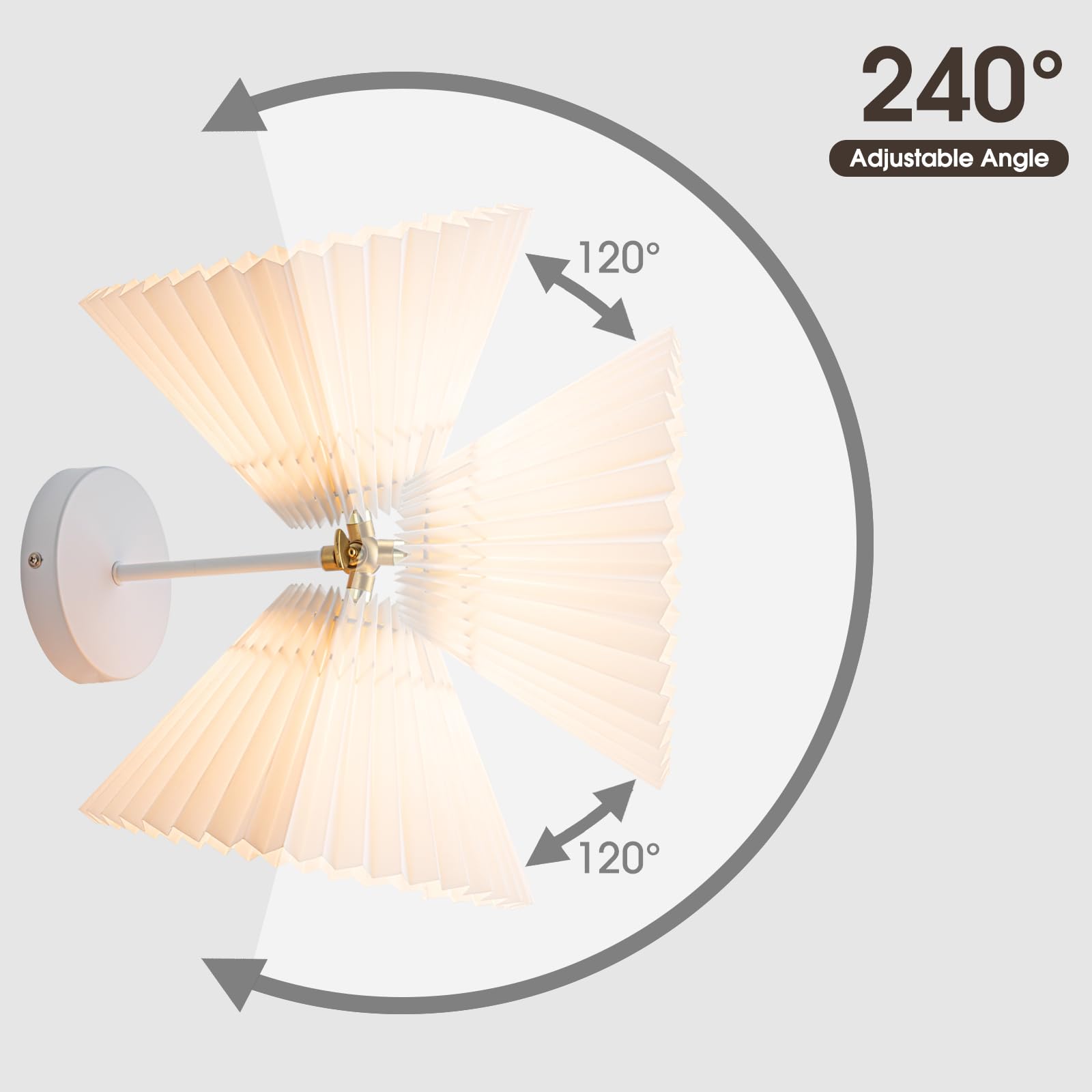 Eyooer Wall Sconces Set of Two, Plug in Wall Light Fixtures,Wall Lamp with Plug in Cord and On/Off Switch,Fabric Linen Shade, Adjustable Industrial Vintage E26 Wall Sconce