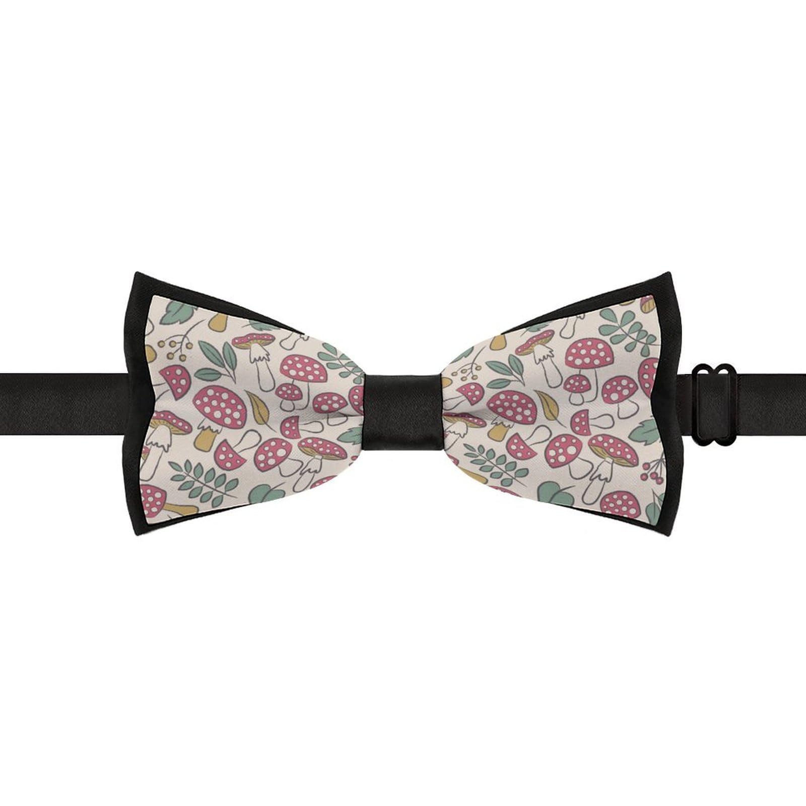 GoasNei Cute Mushrooms And Leaves Pattern Bow Tie for Men Adjustable Necktie Funny Tie Neck Ties for Weddings Party