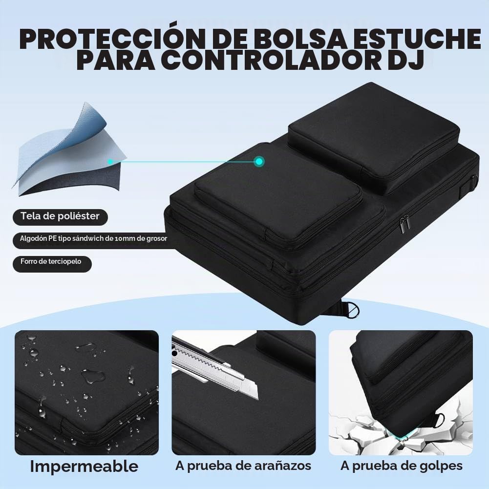 Bolsa de Transporte Proteger de Viaje para Pioneer DJ DDJ-SR2/DDJ-SR | Funda para Native Instruments Traktor Kontrol S4 Mk3 para Hercules Inpulse 500, Estuche con Correa de Hombro