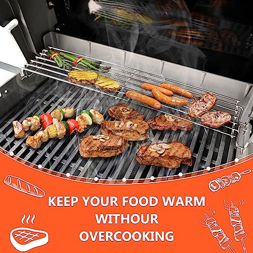 QuliMetal 63,5CM Edelstahl-Warmhalterost für Weber Spirit 300, Grill-Ersatzteil für Weber Spirit II 300 Serie mit frontseitigen Bedienknöpfen, oberer Rost 7641, passend für Weber Genesis Silver