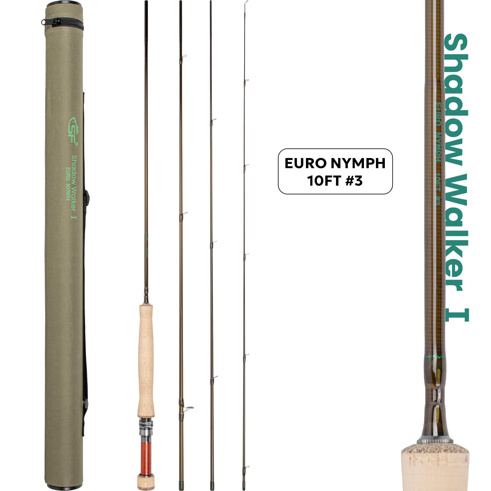 SF Shadow Walker ? Euro Nymph Rod European Nymphing Fly Fishing Fly Rod 3wt 10FT Shadow Yellow 24T Carbon Fiber with Durable Rod Tube, Medium Fast Action Fly Rod 4 Pieces
