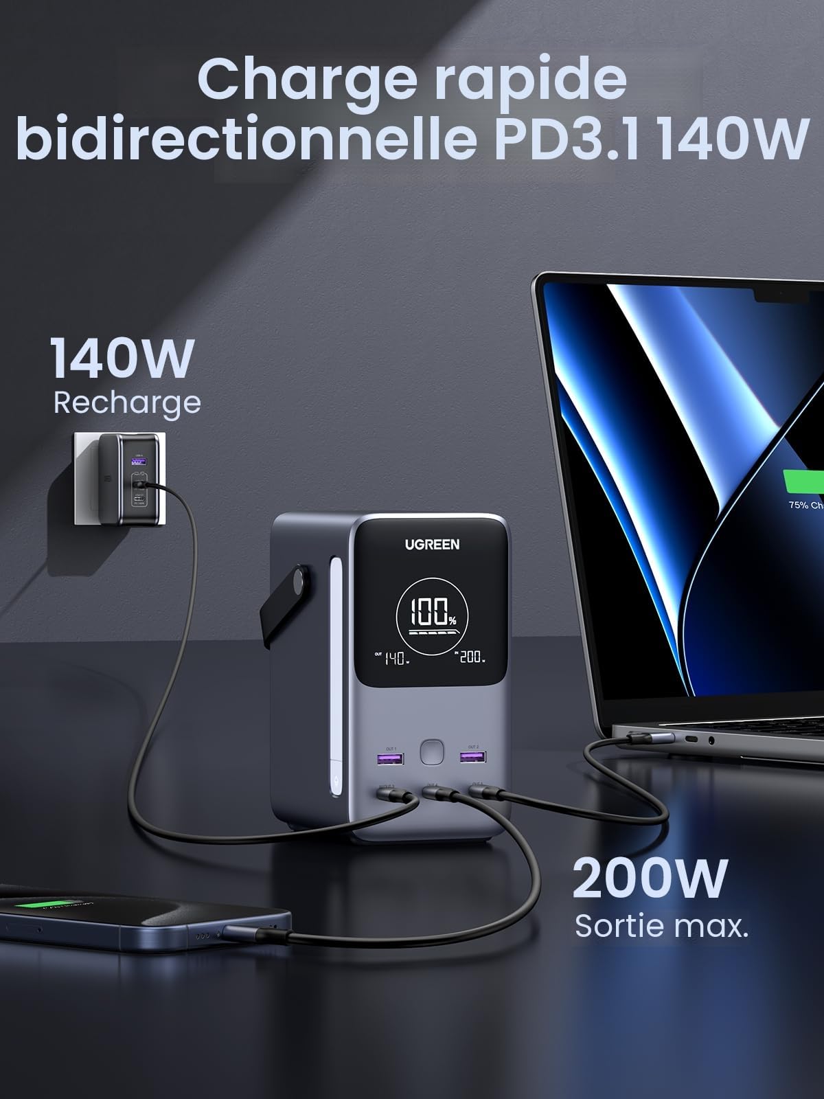 Ugreen Power Bank 300 W 48 000 mAh Charge Rapide Portable