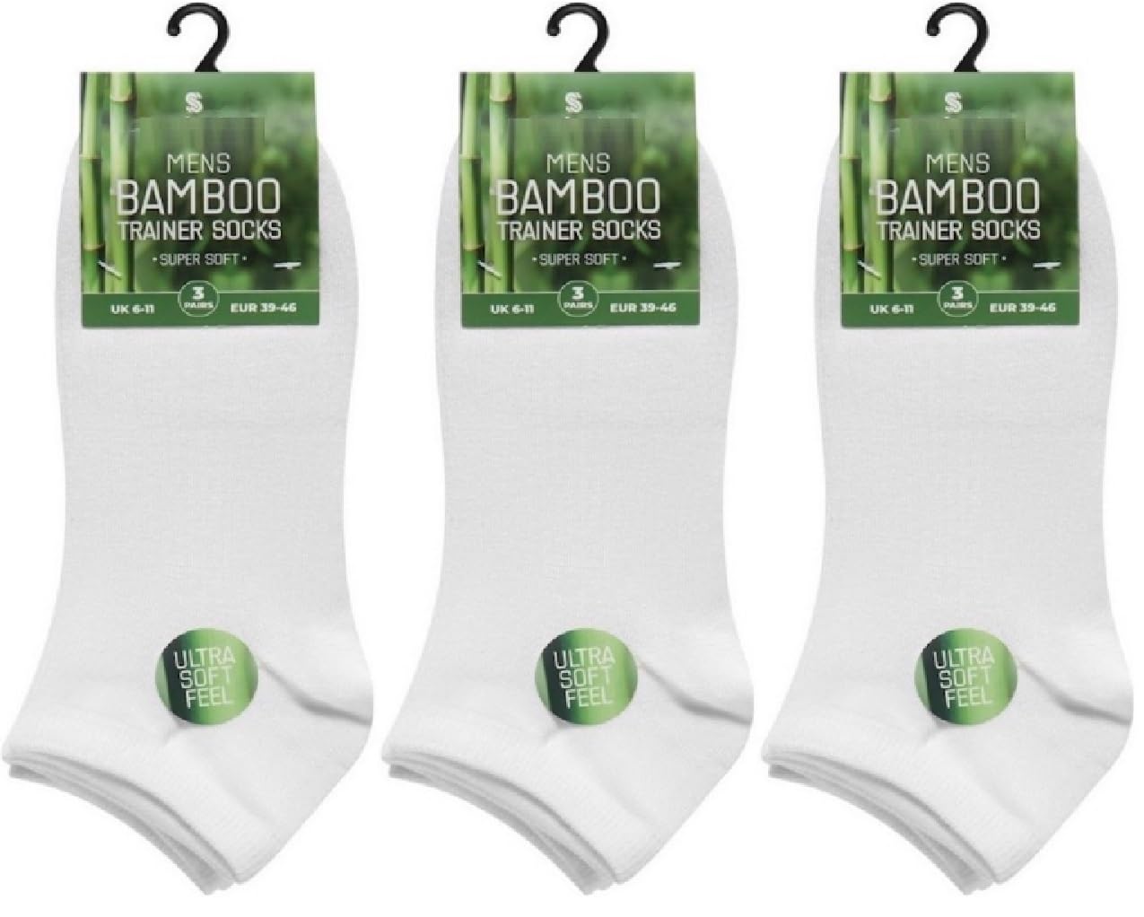 Onlybee Men's White 3 Pairs Of Adults Healthy Bamboo Trainer Liners Ankle Socks Uk Size 6-11 Or Black Jogging Running Sports (Uk, Numeric, 6, 11, Regular, Regular, )