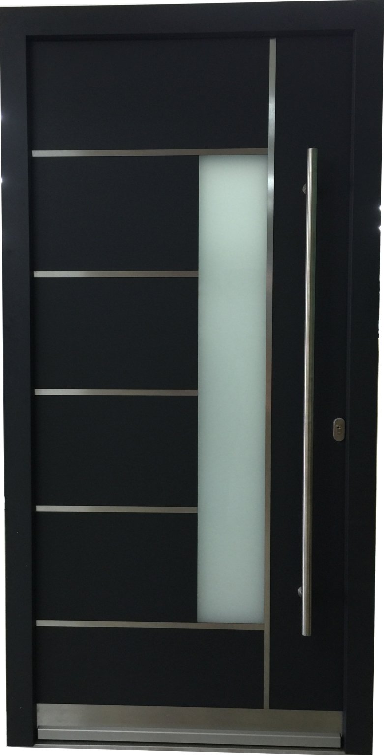 Aluminium Plastic Door WH94 Premium LA 40 1100X2100 MM DIN Right Charcoal White Modern Exterior Colour Door 5SCHLÜSSEL