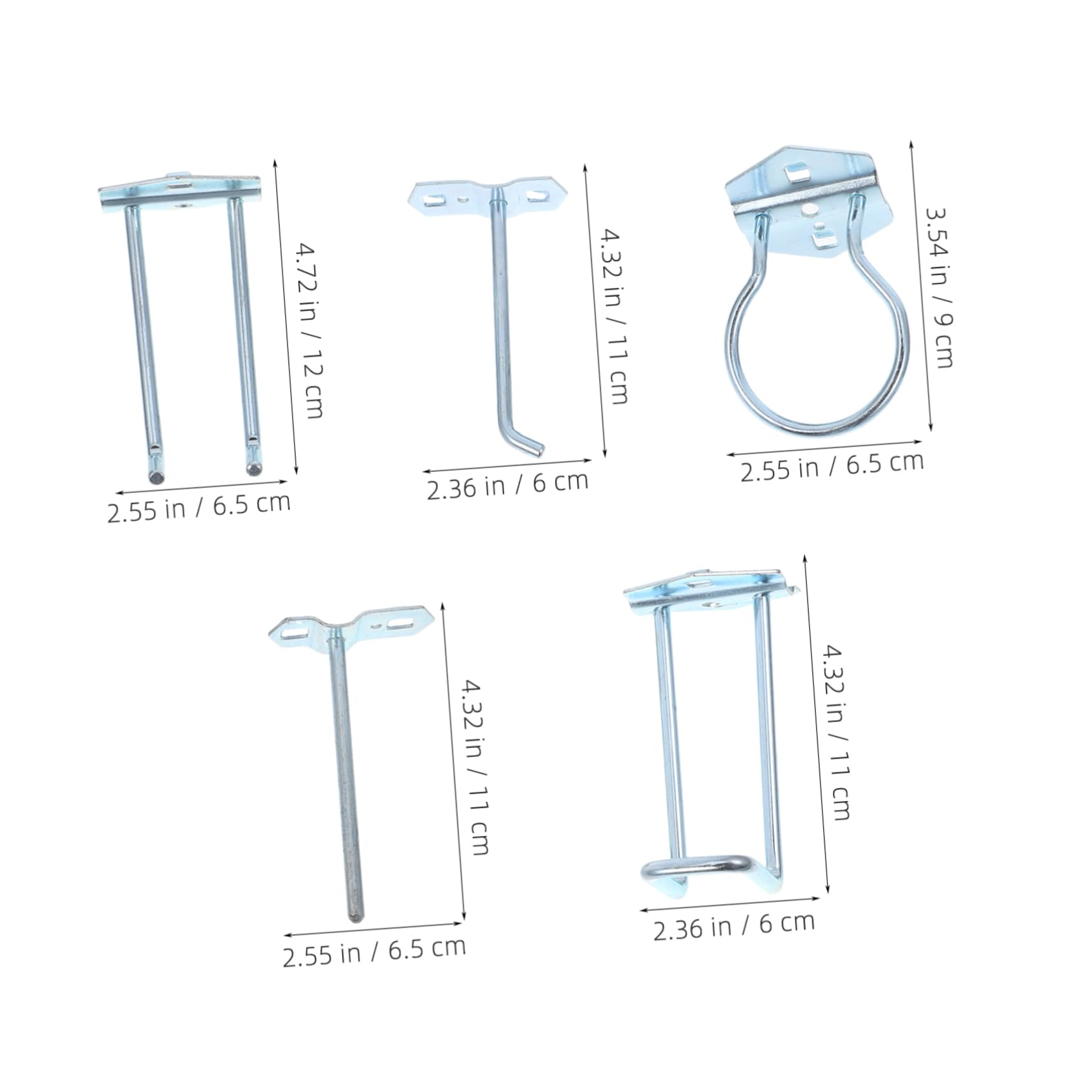 OUNONA Sturdy Metal Pegboard Hooks 5 Pcs Tool Holder for Home Garage Workshop Organization