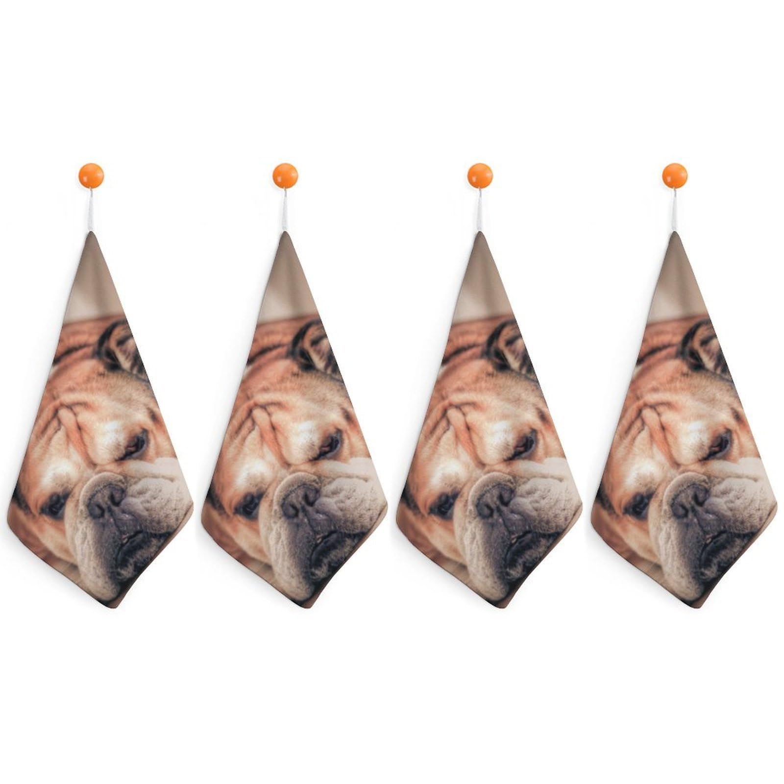 LWORZIIB 4 Piece Hanging Hand Towels, English Bulldog Small Dry Hand Towel for Kitchen Bathroom