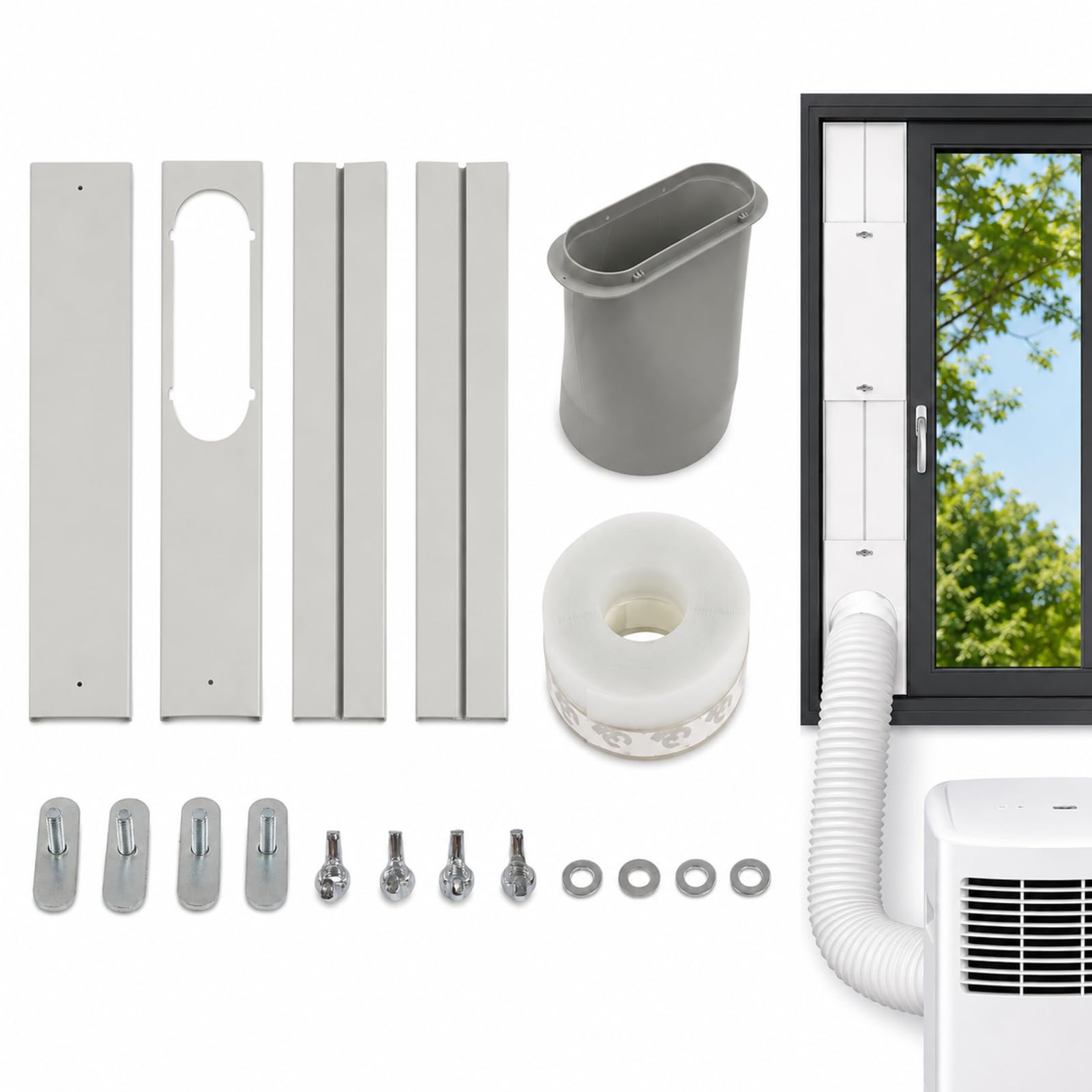 kit di finestre con condizionatore d'aria portatile lvifloae 4pcs deconnottamento della finestra scorrevole regolabile con un pannello di tenuta senza soluzione di continuità 150