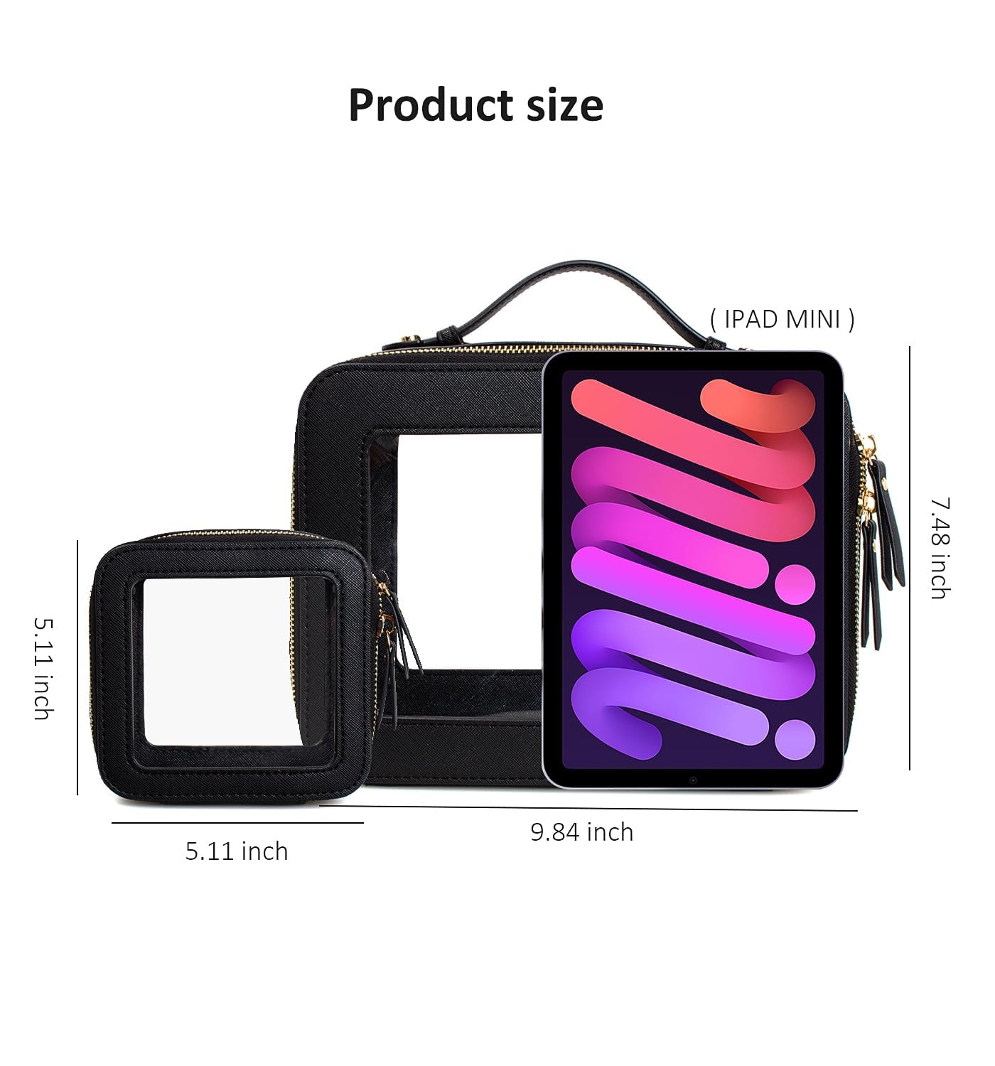 LETGO Beauty case trasparente, approvato TSA, borsa da toilette con cerniera, mini astuccio trasparente per il trucco, piccolo organizer adatto per viaggi, auto, oggetti essenziali, borse trasparenti