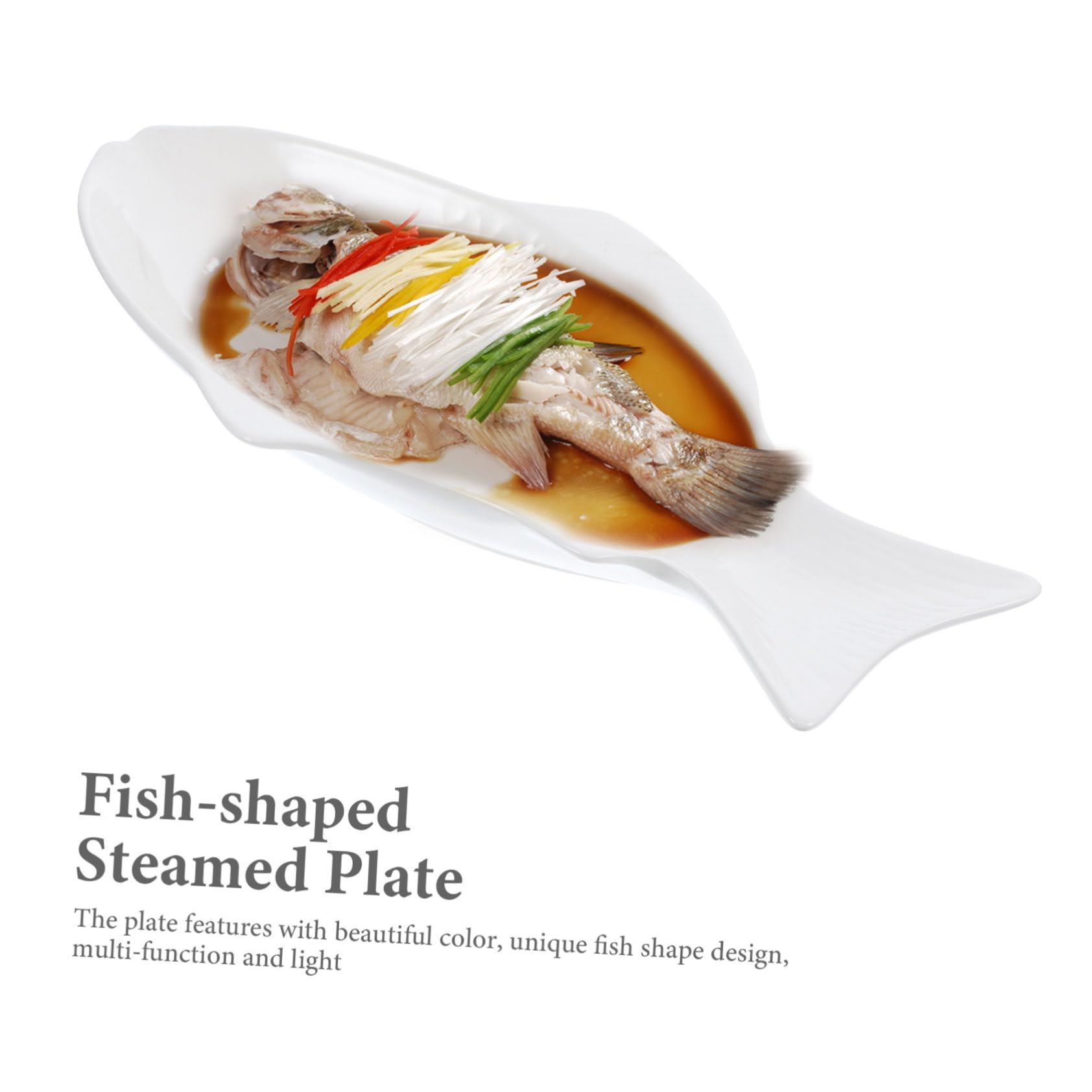Cerámica Plato de Pescado y Ligero Blanco Diseño Elegante