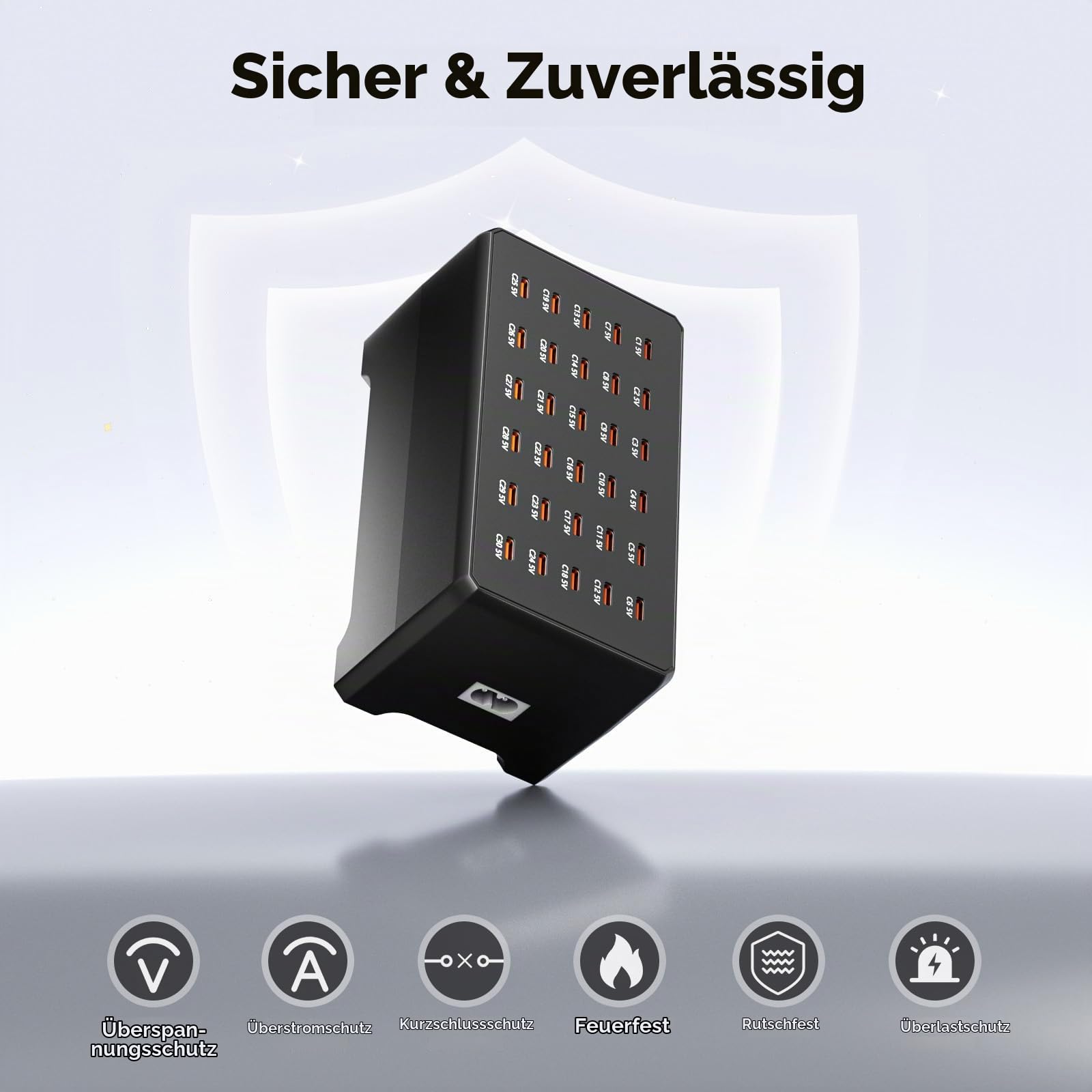 USB C Ladestation 30 Ports, 180W/30C Mehrfach-USB-Ladestation