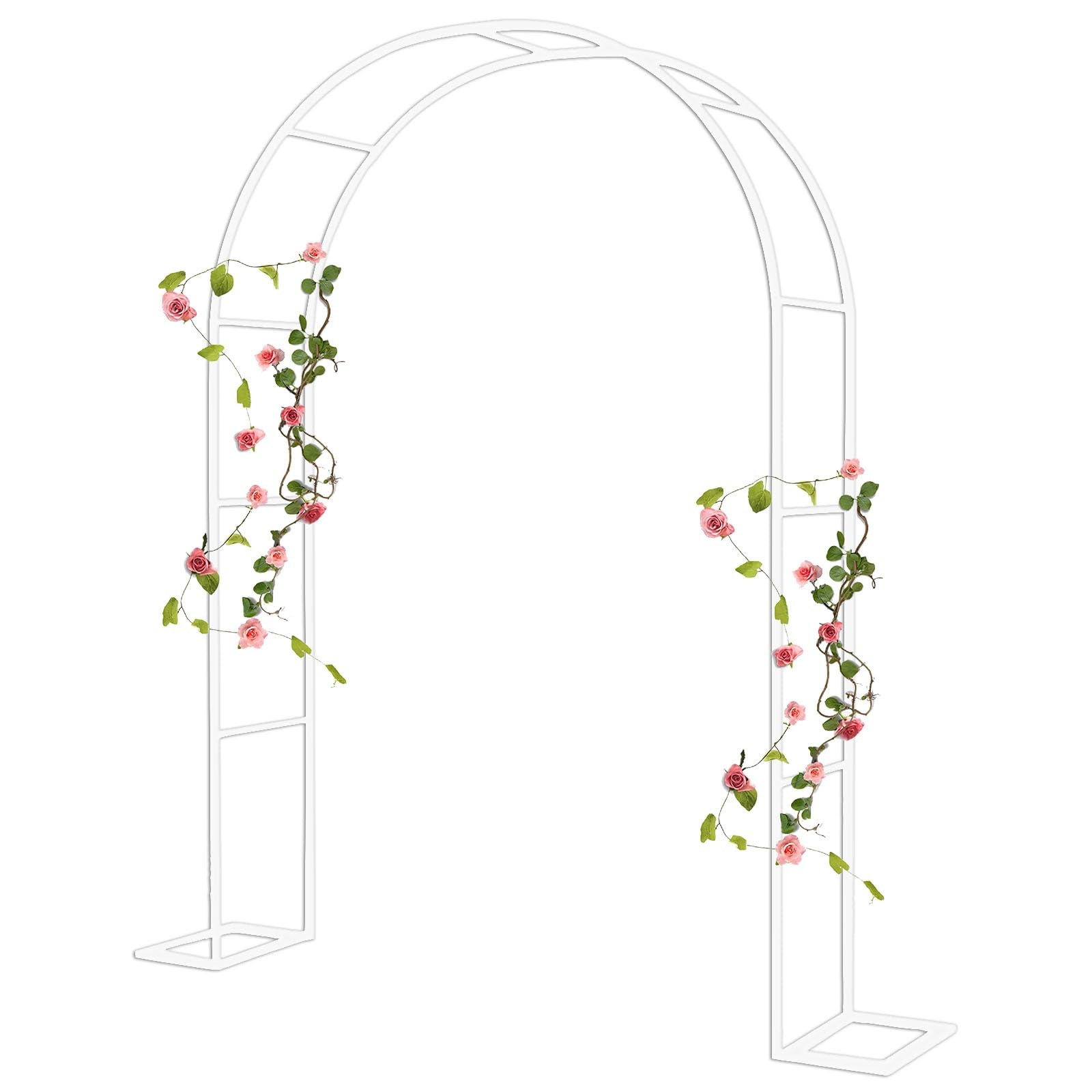 Rosenbogen Garten Metall 220/230cm mit Sockel Outdoor Hochzeit Dekor Weiß Metall Laube für Jubiläum Brautdusche Gartenparty 350 * 220 cm Größe