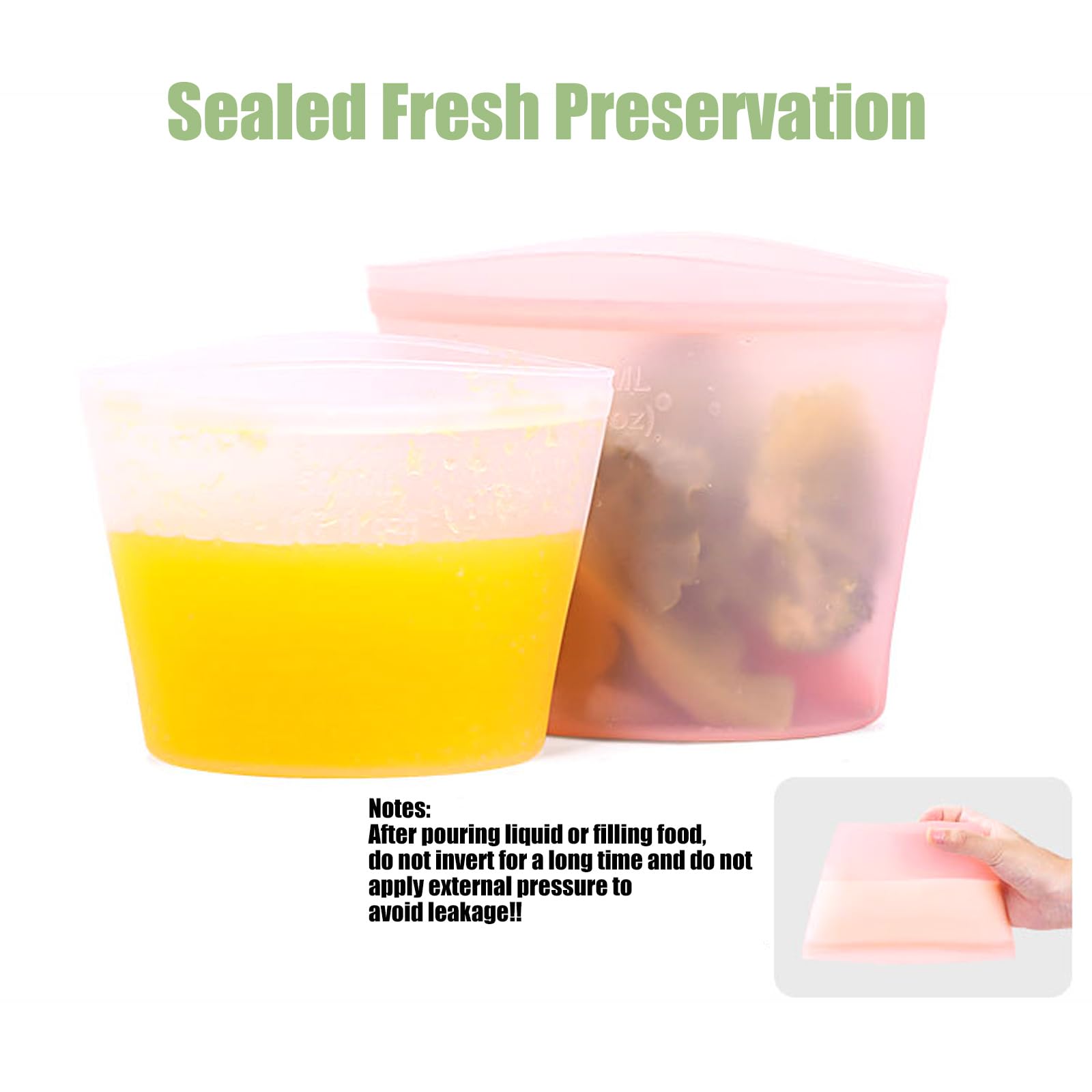 Bolsas de almacenamiento de silicona para sobras y refrigerios, 3 piezas, fáciles de limpiar y con cierre a presión, aptas para lavavajillas