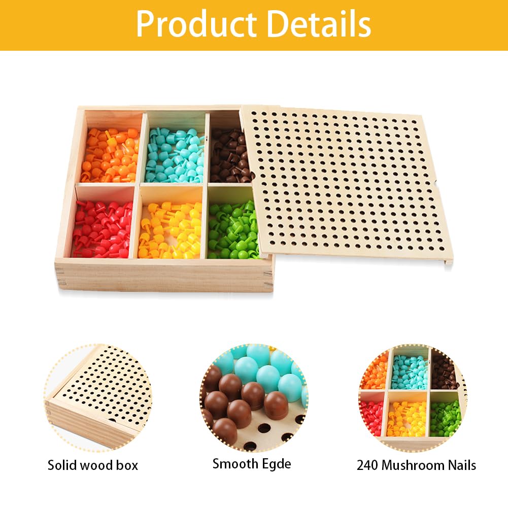 RANJIMA Jeu de Mosaïque Enfichable, Kit de Bricolage en Mosaïque pour Enfants, Jeu de mosaïque Enfant 2 3 4 Ans, Panneau Perforé Avec 240 Perles Enfichables, Idée Cadeau pour Enfant, Filles, Garçons